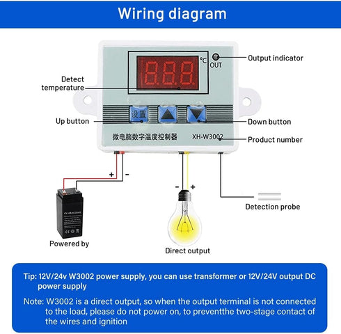 XINGYHENG XH-W3002 Digital Temperature Controller, 110V-220V 1500W Microcomputer Thermostat with Sensors