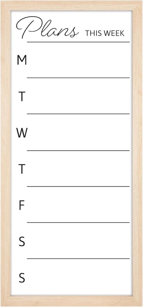 MCS Dry Erase Weekly Planner, 14x30 Natural Framed Calendar Whiteboard for Family Weekly Planning