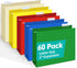 HERKKA 60 Pack Extra Capacity Hanging File Folders, Reinforced Letter Size, 3 Inch Expansion, Adjustable Tabs, Assorted