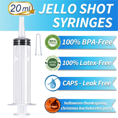100 Pack Syringes with Tip Cap - 20ml BPA-Free Liquid Syringes for Parties and Events