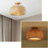 YeLEEiNO Ceiling Lights, Rattan Semi Flush Mount Ceiling Light, Mini Bamboo Ceiling Light Fixture, Handmade Boho Rattan