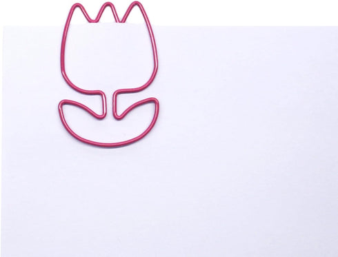 Tulip Flower Shaped Paper Clips, 100 Count Pink, Great for Collectors or Office Gift in Round Tin