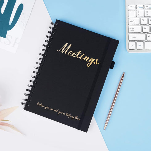 JUBTIC Meeting Notebook for Work with Action Items, Note Taking and Agenda Organizer, Office Planner Supplies, Black