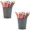 Pen Holder Cup for Desk, Metal Marker Organizer, Small Tinplate Flower Pot for Office Home, 2 Pack