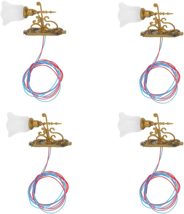 Garneck 4Pcs Vintage Mini Wall Lights for Dollhouse Decor: Golden Tiny Sconces