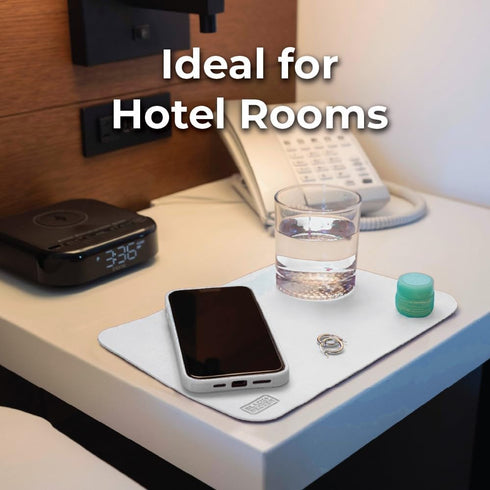 7.5" 11" BLACK+DECKER Water-Resistant Nightstand Mat, x Protects Nightstands from Liquids & Dirt, Travel-Ready, Stylish