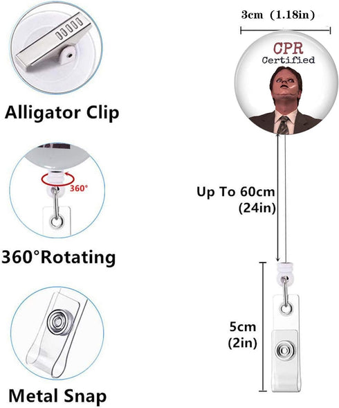 Retractable Nurse Badge Reels with Alligator Clip, Name ID Card Holder Reel - The Office