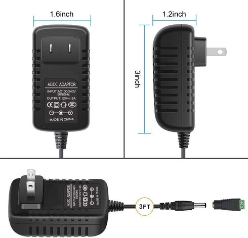 inShareplus 12V 12 2A 24W 110V 12 5.5/2.1mm Power Supply, Voltage Switching Power Supply, Drive, Power Adapter, AC