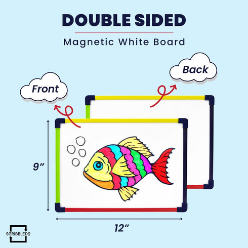 Small White Board Dry Erase Board for Kids - Portable 9"x12" Lapboard with 4 Markers Included for School