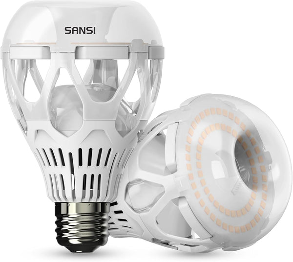 SANSI 22W LED Light Bulb, A21 3000K Warm White, 3000 Lumens, E26 Base, Non-Dimmable, 2-Pack