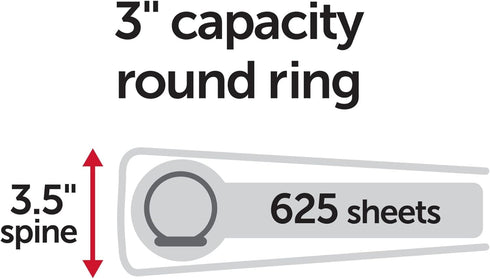 OfficeMax Durable Reference Binders with Round Ring, 3", Black