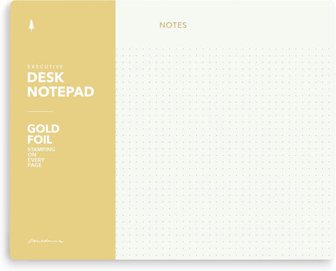 Mouse Pad Notepad for Professionals, Executive's Desk Note Pad, Minimalist Gold Foiled Dotted Layout, 9.8" x 7.9",