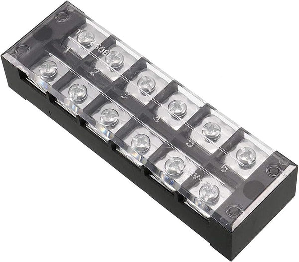 uxcell Dual Rows 6 Positions Wire Barrier Block Terminal Strip, 600V 45A TB-4506L