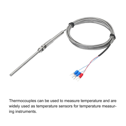 MECCANIXITY 2pcs PT100 RTD Thermocouple Stainless Steel M8 Temperature Sensor Probe -50 to 1300C, 10ft, 5x100mm