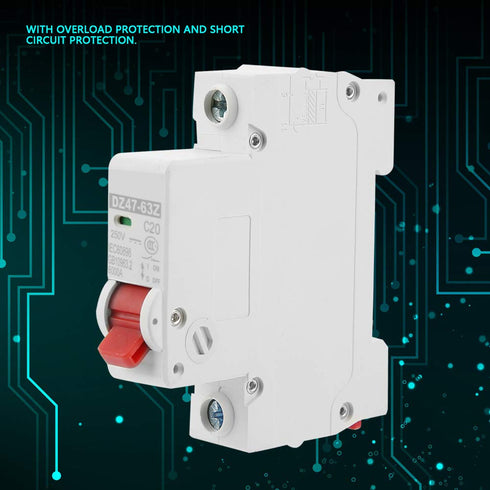 DC Circuit Breaker, 20 Amp Miniature Circuit Breaker DC MCB Single Pole, 6 KA Breaking Capacity