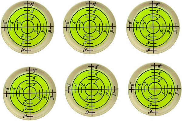 6 pcs Bubble Spirit Level, 32x7mm Circular Level Bubble for RV, Travel Trailer, Tripod, Phonograph