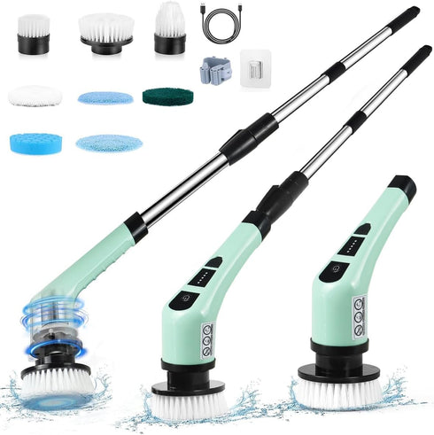 Electric Spin Scrubber,Cordless Cleaning Brush Spin Scrubber,Power Scrubber 2 Adjustable Speeds,7 Replaceable