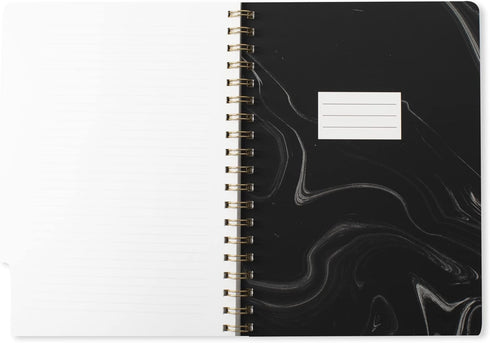 Fringe Studio Large Tab Notebook, Marble Gray, 180 Lined Pages, Flexible Paperback Cover, 5 Subject/Die-Cut Dividers