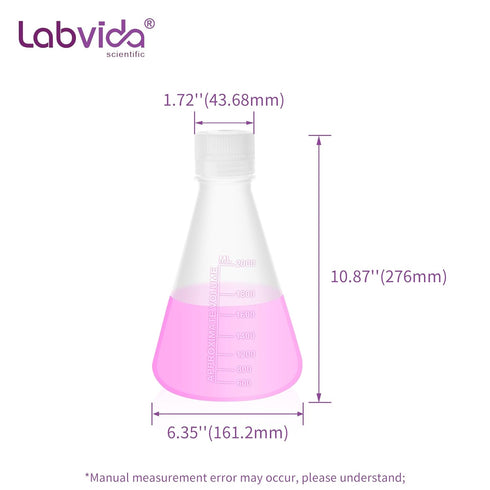 Plastic Erlenmeyer Flask Set, 2000ml Molded Graduations, Screw Cap, 1 PC, LVAH007