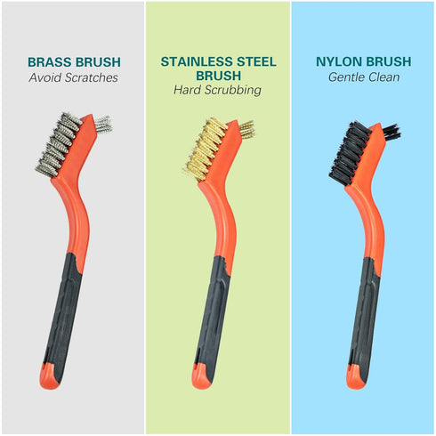 SALI 5pcs Wire Brushes for Cleaning, Rust Removal with Curved Handle Grip