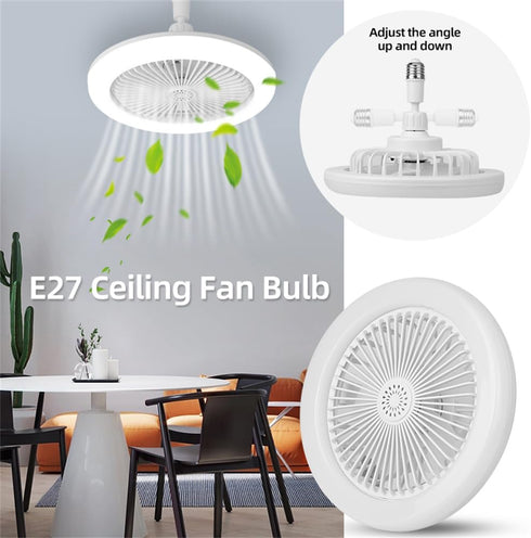 Peaoop Bulb Silent Socket Fan Light - Screw-in Ceiling Fan Light Socket, LED Fan, Ceiling Fan Light with Light