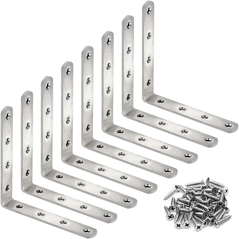 8 Pcs Stainless Steel L Bracket 5 x 5 inch Heavy Duty