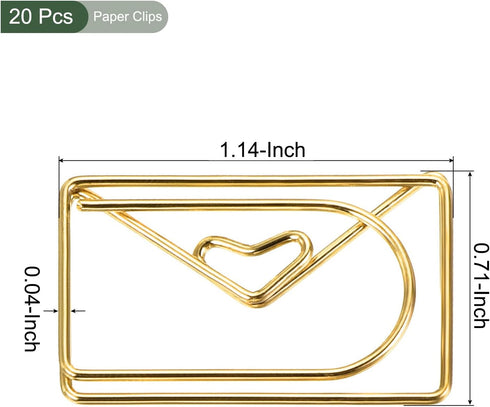 YOKIVE 20 Pcs Gold Envelope Shape Paper Clips, Great for Daily Use, Keep Desk Neat, Art, Home