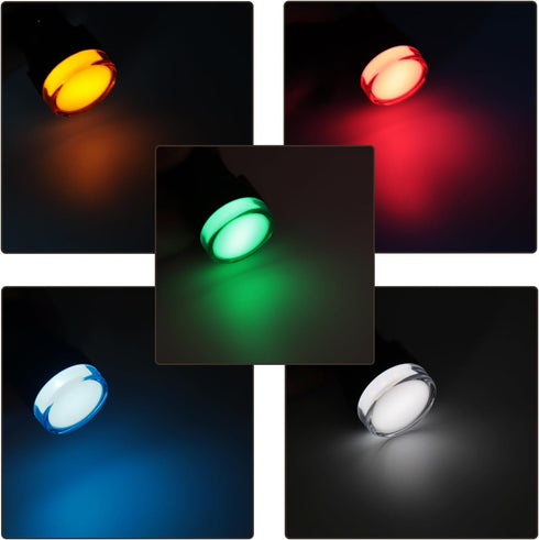 LED Indicator Light, AC/DC 24V 20mA Flush Panel Mount, 10 Pcs in Red, Green, Blue, Yellow, White