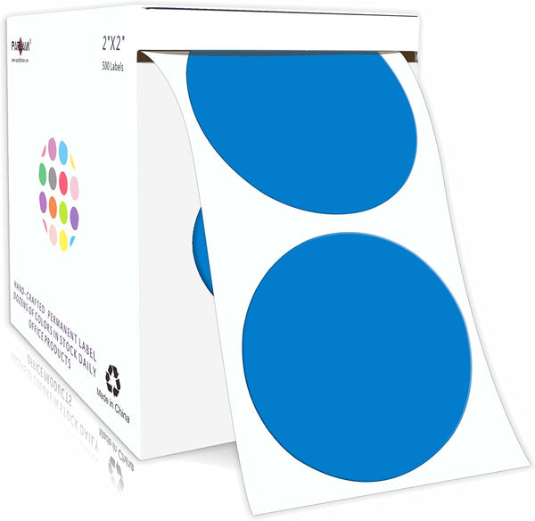 PARLAIM 2” Color Coding Labels Stickers - 500 per Roll Round Permanent Adhesive Circle Dot Stickers for Office Home