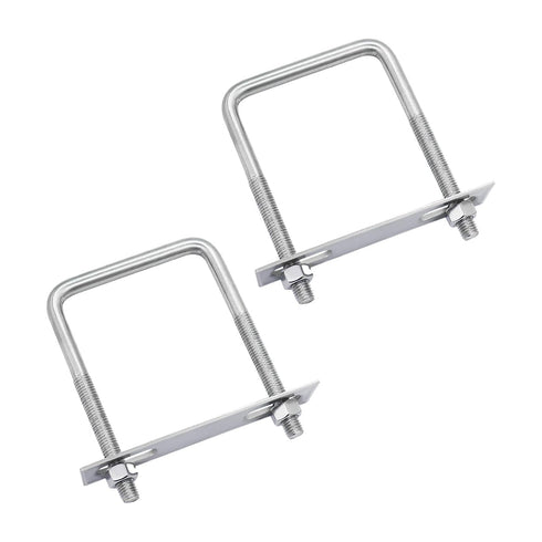 2 Sets 304 Stainless Steel Square U-Bolts with M10 Nuts, Accessories for Automobiles Trailer and Boat Trailer