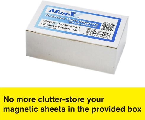 MagX Magnetic Business Card with Adhesive Backing, 50-pack Self Adhesive Magnets, 3.5 x 2 Inch