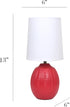 LT1163-RED 12.5" Simple Designs Chic Glow Mini Textured Oval Table Lamp, for Bedroom, Office, Living Room, Stylish