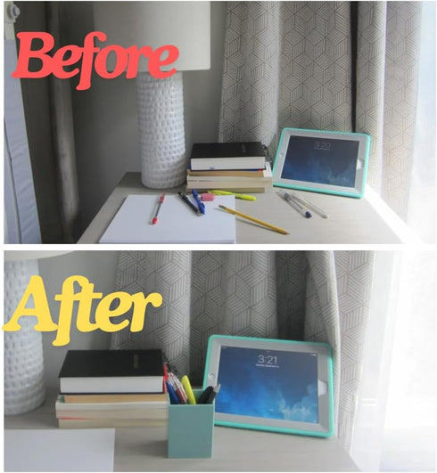 RDG Light Green Plastic Cute Pen Holder | Rectangular Shape Pen Box | Desk Organizer for School, Home, Stationery