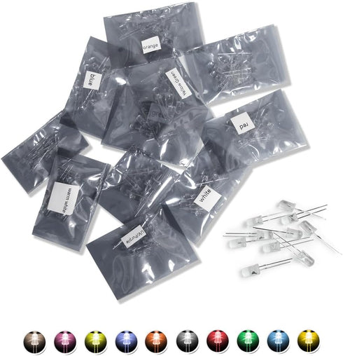 DIY Kit with 10 Colors x 10PCS Mini LED Bulbs, Warm White Red Green Blue Yellow Pink UV Orange