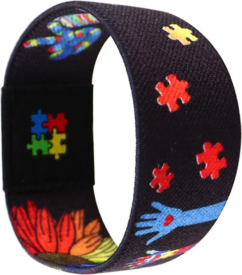 Nanafast Autism Awareness Bracelet - Colorful Elastic Wristband for Women & Men