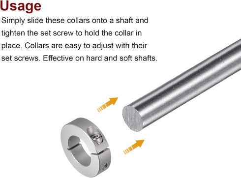 2pcs Shaft Collar, 25mm Bore Aluminum Alloy Set Screw Split Clamp-On Collars for Machine Tools