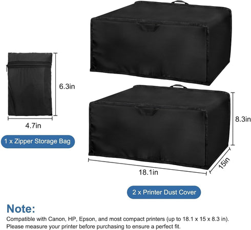 2 Pack 18.1 15 8.3 EEEKit Printer Dust Covers, Waterproof Printer Protective Cover Compatible with HP DeskJet Canon