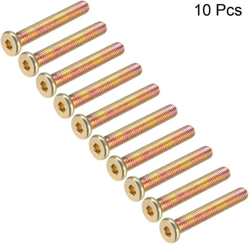 uxcell M8x55mm Hex Socket Machine Screws, Zinc Plated Fasteners, Full Thread Carbon Steel, 10 Pcs