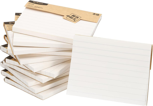 M&G Sticky Notes, 3 x 4 Inch, 12pcs Self-Stick Note Pads for Home Office, Strong Sticking Power, White with Lines