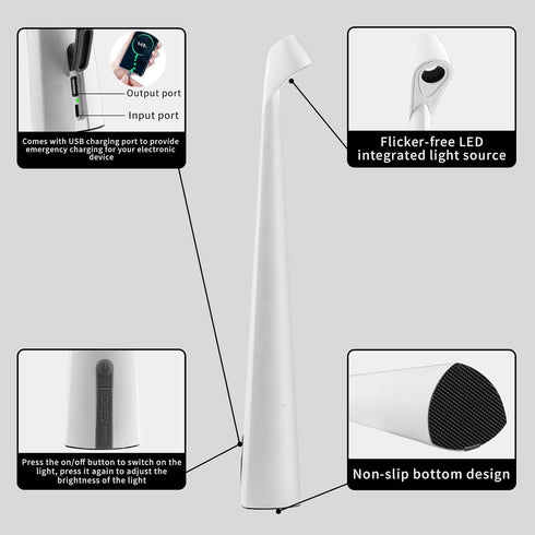 baishezhuan 3-Levels 48 Portable LED Table Lamp Brightness, Rechargeable Battery Up to Hours Usage, Night Light