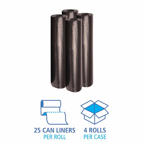 45 1.2 40" 46", 10 10 Boardwalk Recycled Low-Density Polyethylene Can Liners, gal, mil, x Black, Bags/Roll