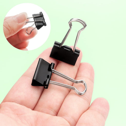 ZZTX Small Size Black Binder Clips, 0.75 Inches, 36 Pack Paper Clamps