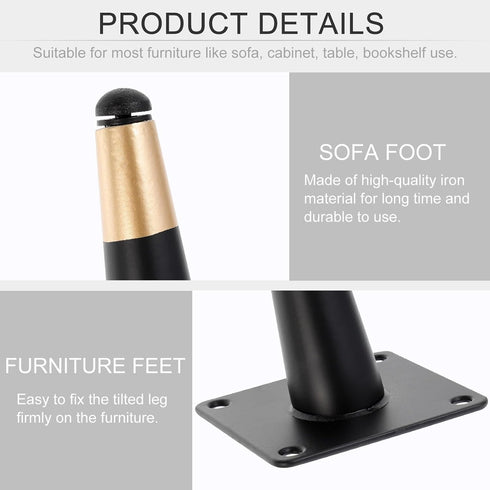 4pcs Kisangel Adjustable Metal Sofa Legs with Anti-Skid Pads Iron Furniture Feet for Bathroom Cabinet Table Tv Stand