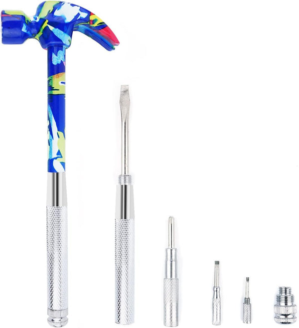 YOUMI 6 in 1 Multifunctional Anti-Corrosion Floral Hammer & Screwdriver Tool Set for Sweetheart (Blue)