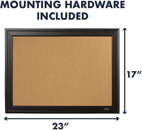 Quartet Cork Board Bulletin Board, 17" x 23", Framed Black Frame, Decorative Pin Board