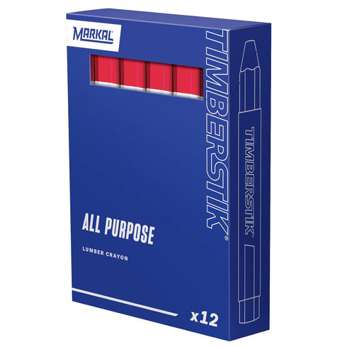 Markal 200 Lumber Crayon Economical Wax Based Marker, 1/2" Hex, 4-5/8" Length, Red (Pack of 12)