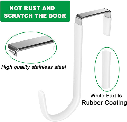 8 Pack Over Door Hooks, White Vinyl Coated Heavy Duty Z Hooks for Hanging Towels, Clothes, Shoes, Bags