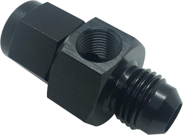 6AN Male to Female Fuel Pressure Take Off Fitting - Aluminum AN6 to 6 AN Hose Union Swivel Pipe Adapter (Black)