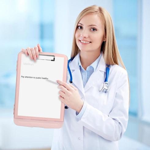 Clipboard with Storage, Plastic Clipboards 8.5x11 with Pen Holder, High Capacity Nursing Clipboard for Office Work
