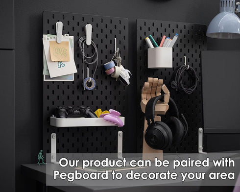 Pegboard Hooks 12 Pack Compatible with IKEA Skadis, Includes 6 L Style and 6 J Style Pegboard Accessories
